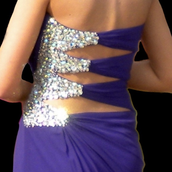 Women’s Sparkly Purple Long Prom Dress - Picture 2 of 4